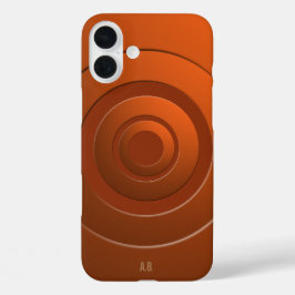 幾何学円モダンオレンジ色(任意のイニシャル) iPhone 16 PLUSケース