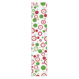 幾何学円レッドグリーンシルバー金ゴールド ショートテーブルランナー