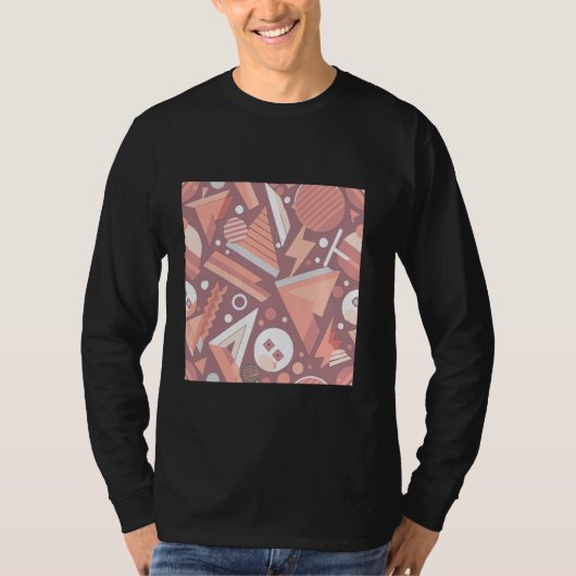 幾何学円角三角形レトロパターンORA Tシャツ (正面)