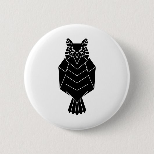 幾何学動物フクロウシカ 缶バッジ (正面)