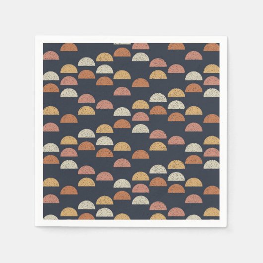 幾何学半円パターン スタンダードカクテルナプキン (正面)