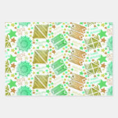 幾何学図形の白い青(黒) ラッピングペーパーシート (正面)