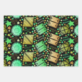 幾何学図形の白い青(黒) ラッピングペーパーシート (正面3)