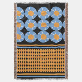 幾何学図形オランブルーパターン スローブランケット (正面縦)