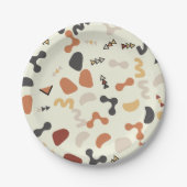 幾何学図形オレンジ色の誕生日パーティープレート ペーパープレート (正面)