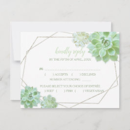 幾何学多肉質結婚の食事の選択RSVP 出欠カード