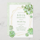 幾何学多肉類80誕生日 招待状 (正面/裏面)