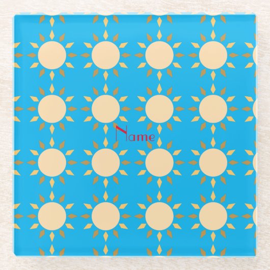 幾何学太陽の円サンダー_コーブ ガラスコースター (正面)