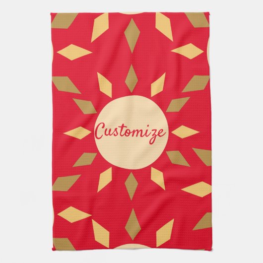 幾何学太陽の円サンダー_コーブ キッチンタオル (縦)