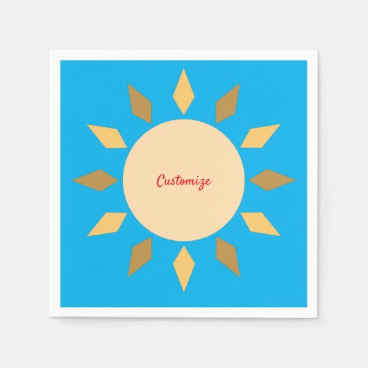 幾何学太陽の円サンダー_コーブ スタンダードカクテルナプキン (正面)