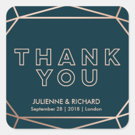 幾何学宝石結婚のステッカー スクエアシール