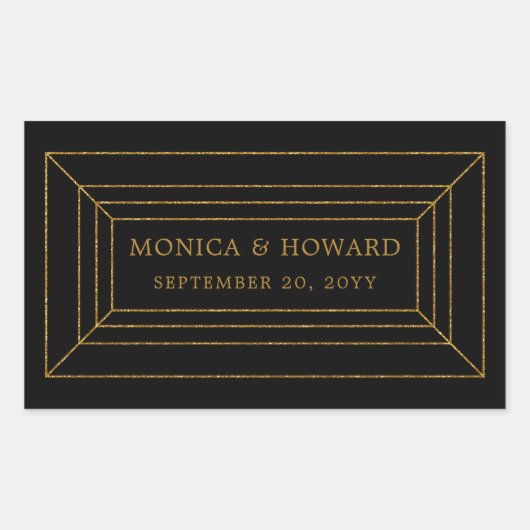 幾何学宝石結婚の 長方形シール (正面)