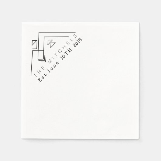 幾何学山 |名前をカスタムすると日付 スタンダードカクテルナプキン (正面)