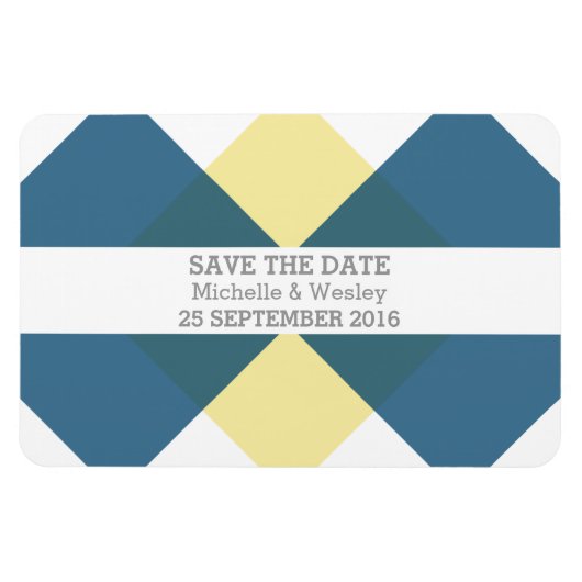 幾何学座標系の日付を保存するマグネットブルー黄色 マグネット (横)