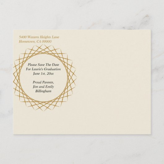 幾何学形状卒業写真の保存日付 インビテーションポストカード (裏面)