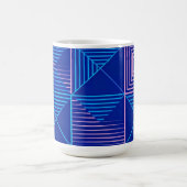 幾何学抽象マグ ブルー ピンク ネオン パターン コーヒー コーヒーマグカップ (中央)