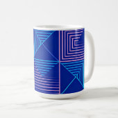 幾何学抽象マグ ブルー ピンク ネオン パターン コーヒー コーヒーマグカップ (正面右)