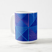幾何学抽象マグ ブルー ピンク ネオン パターン コーヒー コーヒーマグカップ (正面左)