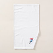 幾何学文字Dコーラルピンクモノグラムホワイト バスタオルセット (ハンドタオル)