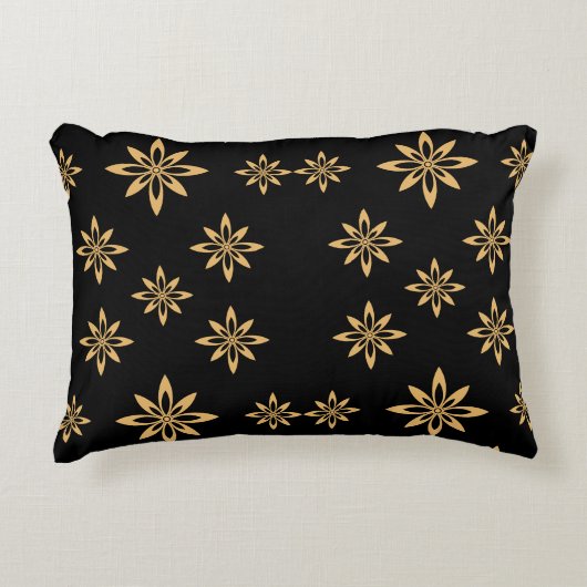 幾何学星状の花びらの繰り返し模様 アクセントクッション (正面)