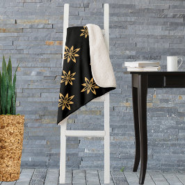 幾何学星状の花びらの繰り返し模様 シェルパブランケット