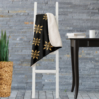 幾何学星状の花びらの繰り返し模様 シェルパブランケット