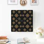 幾何学星状の花びらの繰り返し スクエア壁時計