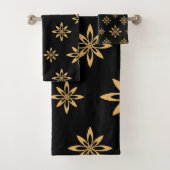 幾何学星状の花びらの繰り返し バスタオルセット (インサイチュ)