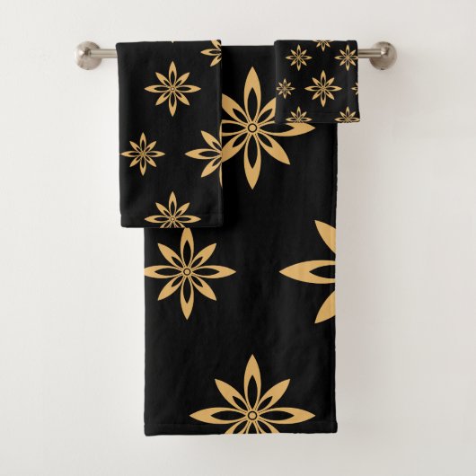 幾何学星状の花びらの繰り返し バスタオルセット (インサイチュ)