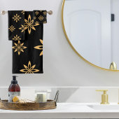 幾何学星状の花びらの繰り返し バスタオルセット