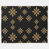 幾何学星状の花びらの繰り返し フリースブランケット (正面(横))