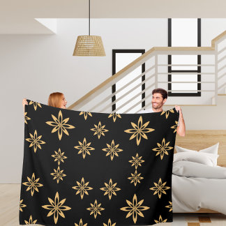 幾何学星状の花びらの繰り返し フリースブランケット