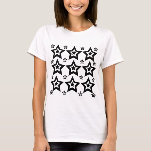 幾何学星黒と白 Tシャツ (正面)