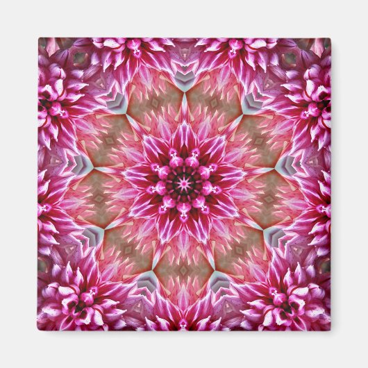 幾何学曼荼羅ピンクの花パターン–67545キーチャ マグネット (正面)