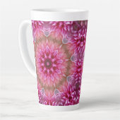 幾何学曼荼羅ピンク色の花パターン–67545 カフェラテマグ (左アングル)