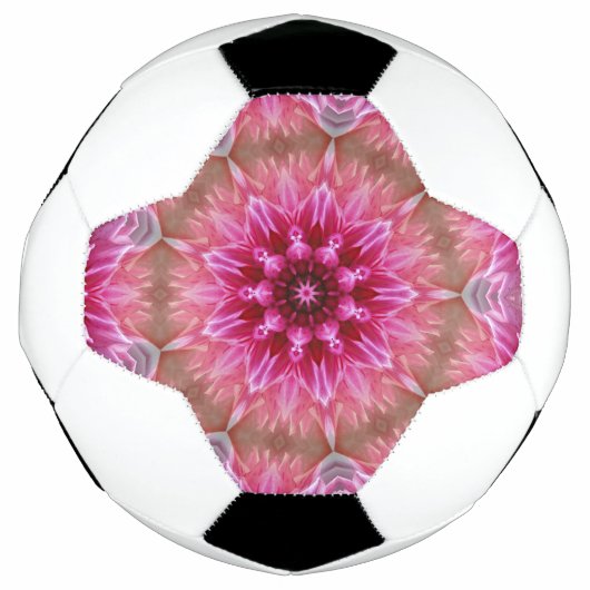 幾何学曼荼羅ピンク色の花パターン–67545 サッカーボール (正面)