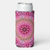 幾何学曼荼羅ピンク色の花パターン–67545 スリム缶クーラー (Seltzer裏面)