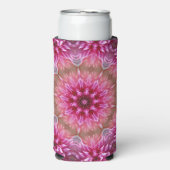 幾何学曼荼羅ピンク色の花パターン–67545 スリム缶クーラー (Seltzer正面)