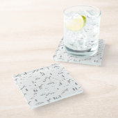 幾何学木地線の横パターン ガラスコースター (アングル)