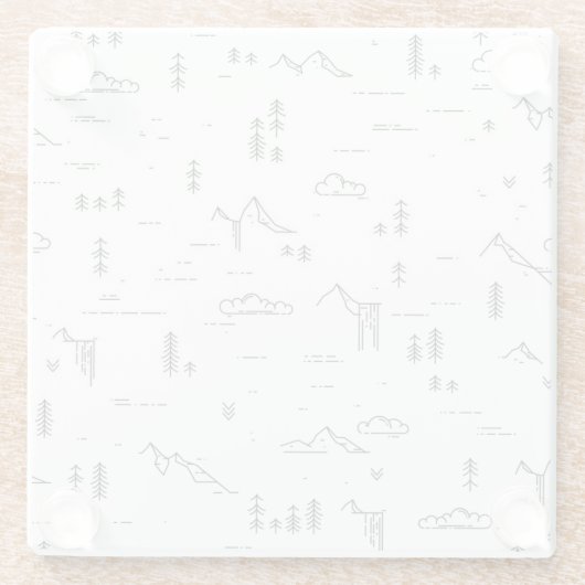 幾何学木地線の横パターン ガラスコースター (裏面)