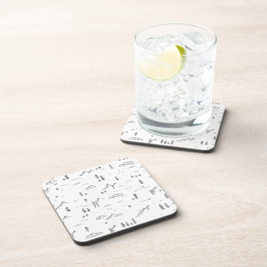 幾何学木地線の横パターン コースター (右側)