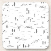 幾何学木地線の横パターン コースター (正面)