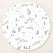 幾何学木地線の横パターン ラウンドペーパーコースター (正面)