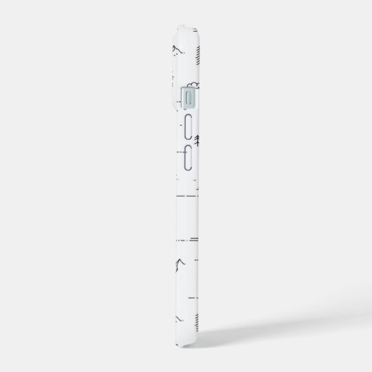 幾何学木地線の横パターン iPhone 15ケース (左側面)