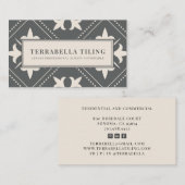 幾何学木炭グレークリームタイリングタイラービジネス 名刺 (正面/裏面)