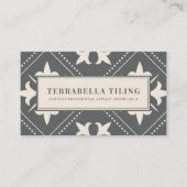 幾何学木炭グレークリームタイリングタイラービジネス 名刺 (正面)