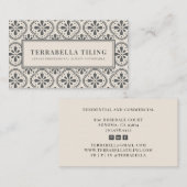 幾何学木炭グレークリームタイリングタイラービジネス 名刺 (正面/裏面)