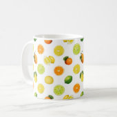 幾何学柑橘果実爽やかなパターン コーヒーマグカップ (正面左)