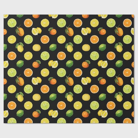 幾何学柑橘果実爽やかなパターン ラッピングペーパー (フラット)