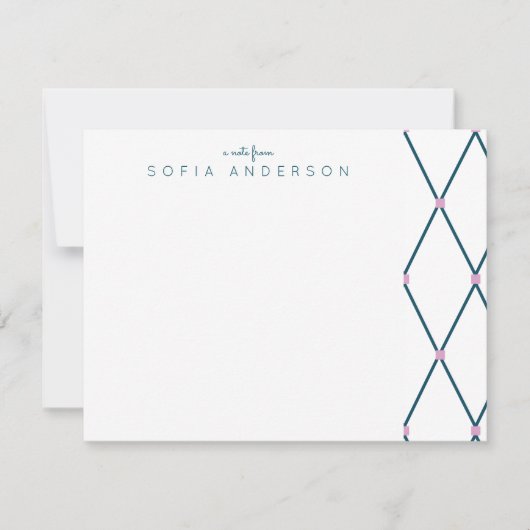 幾何学格子パタパーソナライズされたーン注記カード ノートカード (正面)